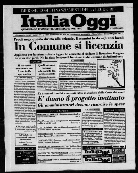 Italia oggi : quotidiano di economia finanza e politica